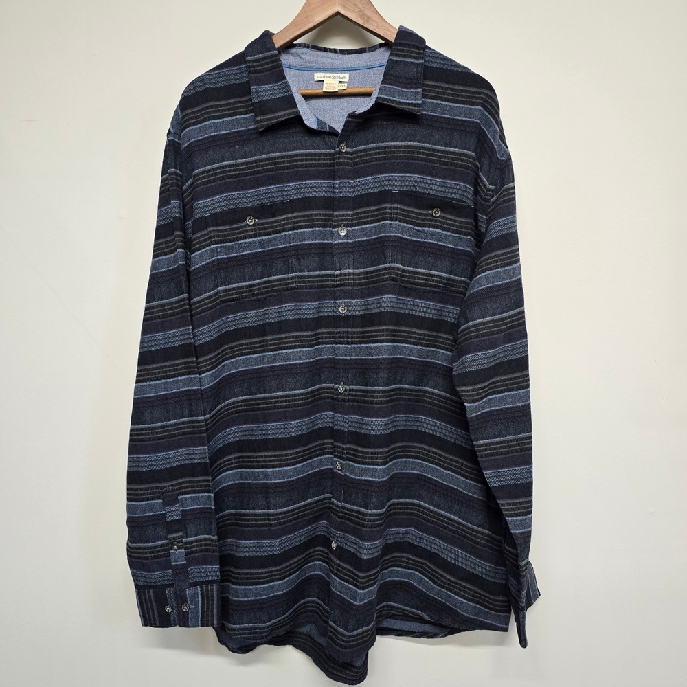 Carbon2Cobalt Button Shirt Mens XXLT Blue Striped Cotton Long Sleeve Casual Tall